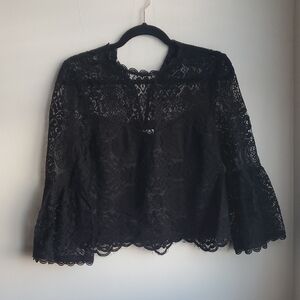 BB Dakota Black Lace Bell Sleeve Blouse